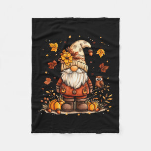 Funny Peace Gnome Halloween Thanksgiving Pumpkin A Fleece Blanket