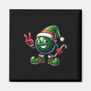 Funny Peace Hand Bowling Elf Christmas Womens Mens Magnet