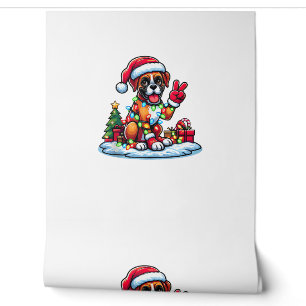 Funny Peace Hand Boxer Dog Christmas Lights Womens Wallpaper
