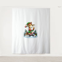 Funny Peace Hand Giraffe Elf Christmas Womens Mens