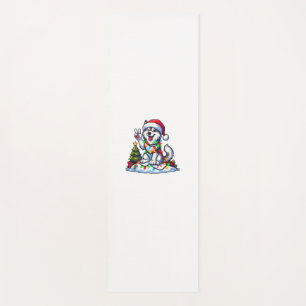 Funny Peace Hand Husky Christmas Lights Womens Men Yoga Mat