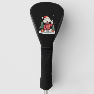 Funny Peace Hand Maltese Christmas Lights Womens M Golf Head Cover