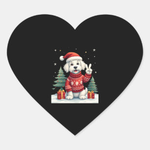 Funny Peace Hand Maltese Christmas Lights Womens M Heart Sticker
