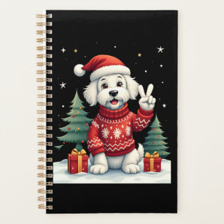 Funny Peace Hand Maltese Christmas Lights Womens M Planner
