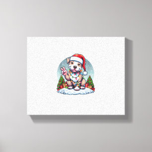 Funny Peace Hand Pitbull Christmas Lights Womens M Canvas Print