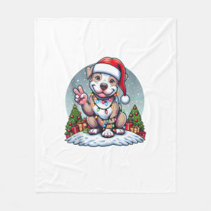 Funny Peace Hand Pitbull Christmas Lights Womens M Fleece Blanket