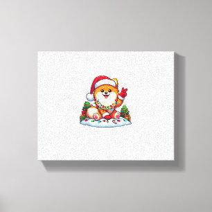 Funny Peace Hand Pomeranian Christmas Lights Women Canvas Print