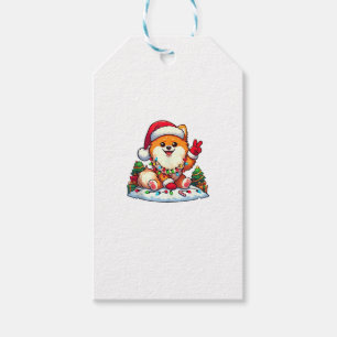 Funny Peace Hand Pomeranian Christmas Lights Women Gift Tags