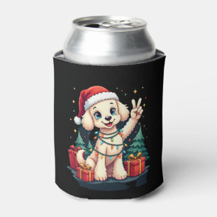 Funny Peace Hand Poodle Christmas Lights Womens Me Can Cooler