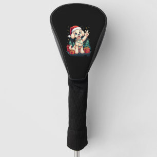 Funny Peace Hand Poodle Christmas Lights Womens Me Golf Head Cover
