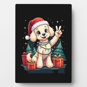 Funny Peace Hand Poodle Christmas Lights Womens Me Plaque