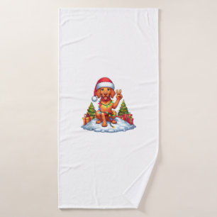 Funny Peace Hand Vizsla Christmas Lights Womens Me Bath Towel