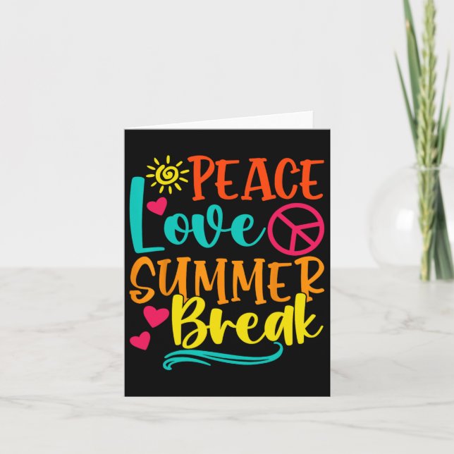 Funny Peace Love And Summer Break Vacay Vibes Beac Card (Front)