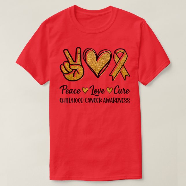 Funny Peace Love Cure Childhood Cancer Awareness G T-Shirt (Design Front)