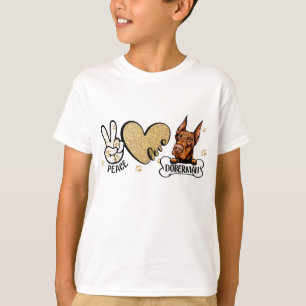 Funny Peace Love Doberman Dog Lover T-Shirt