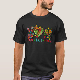 Funny Peace Love Fiesta Mexican Party Cinco De May T-Shirt