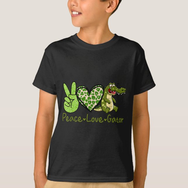 Funny Peace Love Gator Cute Costume Animal Lover A T-Shirt (Front)