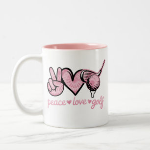 Funny Peace Love Golf Player Sport Lovers  Two-Tone Coffee Mug