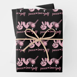 Funny Peace Love Golf Player Sport Lovers  Wrapping Paper Sheet