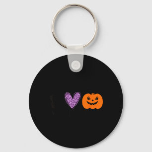 Funny Peace Love Halloween Black Cat Key Ring