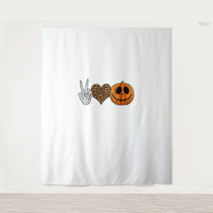 Funny Peace Love Halloween T-Shirt Tapestry
