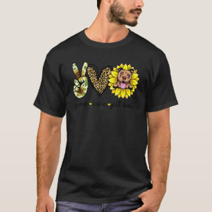 Funny Peace Love Pit Bull Dog Sunflower T-Shirt