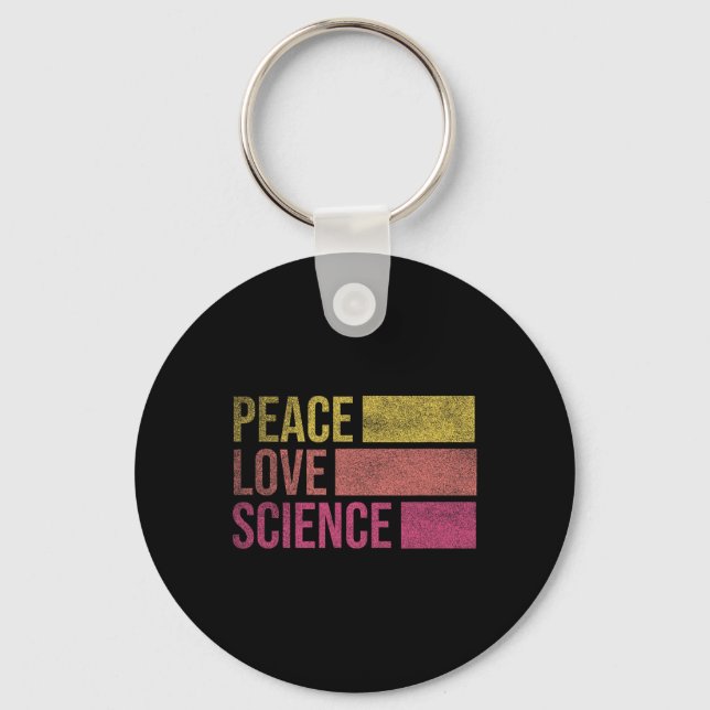 Funny Peace Love Science Lovers Math Chemistry Tea Key Ring (Front)