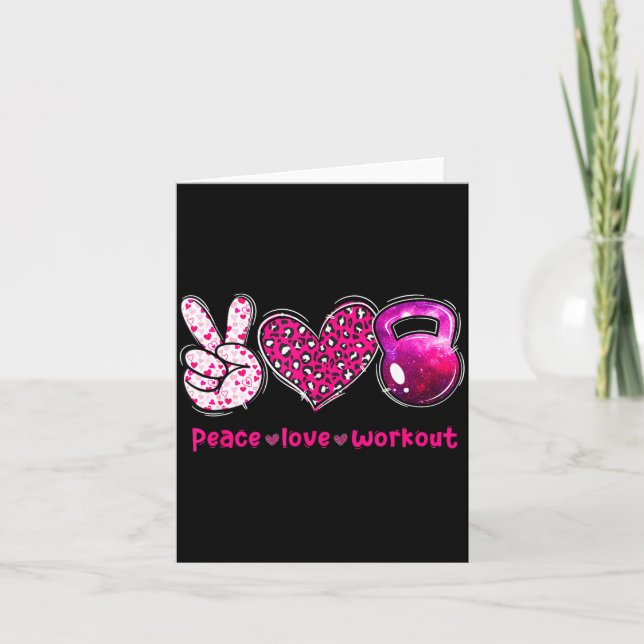 Funny Peace Love Workout Gym Lifting Gymer Valenti Card (Front)