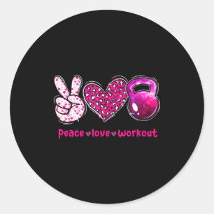 Funny Peace Love Workout Gym Lifting Gymer Valenti Classic Round Sticker