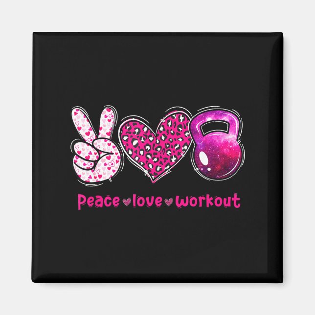 Funny Peace Love Workout Gym Lifting Gymer Valenti Magnet (Front)