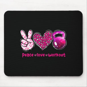 Funny Peace Love Workout Gym Lifting Gymer Valenti Mouse Mat