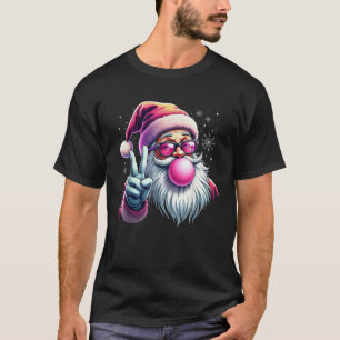 Funny Peace Sign Bubble Gum Hipster Santa Claus Ch T-Shirt