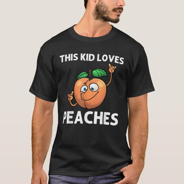 Funny Peach For Kids Boys Dancing Peach Fruit Love T-Shirt (Front)