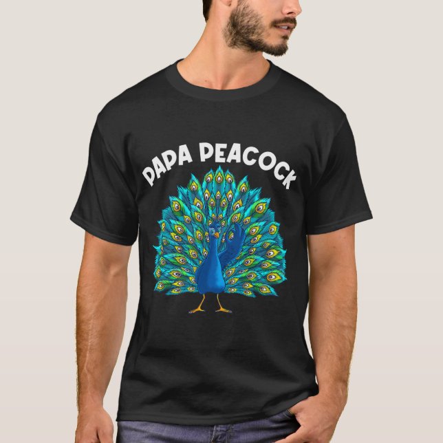 Funny Peacock Gift For Dad Men Peafowl Lover Bird T-Shirt (Front)