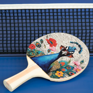 Funny Peacock Wearing Sunglasses Floral Lace Ping Pong Paddle