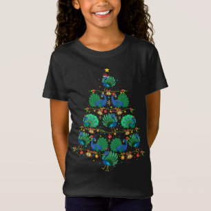 Funny Peacock Xmas Tree Gift Santa Hat Peacock Chr T-Shirt