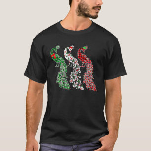 Funny Peacock Xmas Tree Lights Red Plaid Christmas T-Shirt
