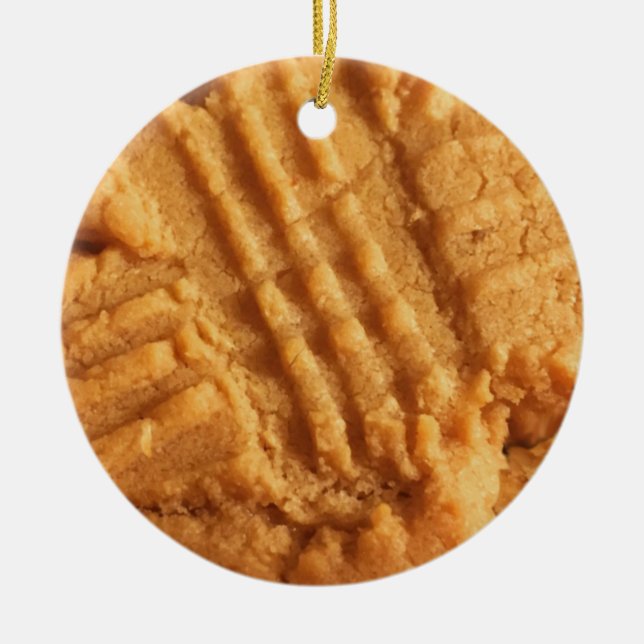 Funny Peanut Butter Cookie Pun Christmas Ceramic Tree Decoration (Front)