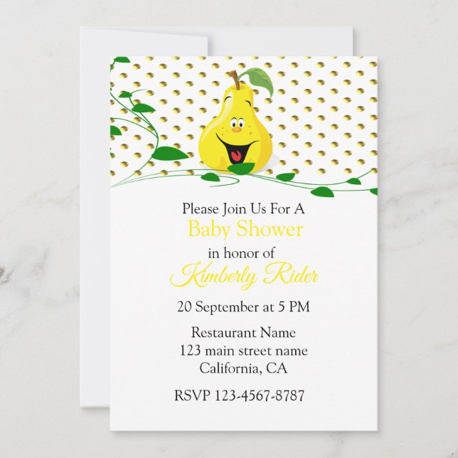 Funny Pear Baby Shower Invitation (Front)