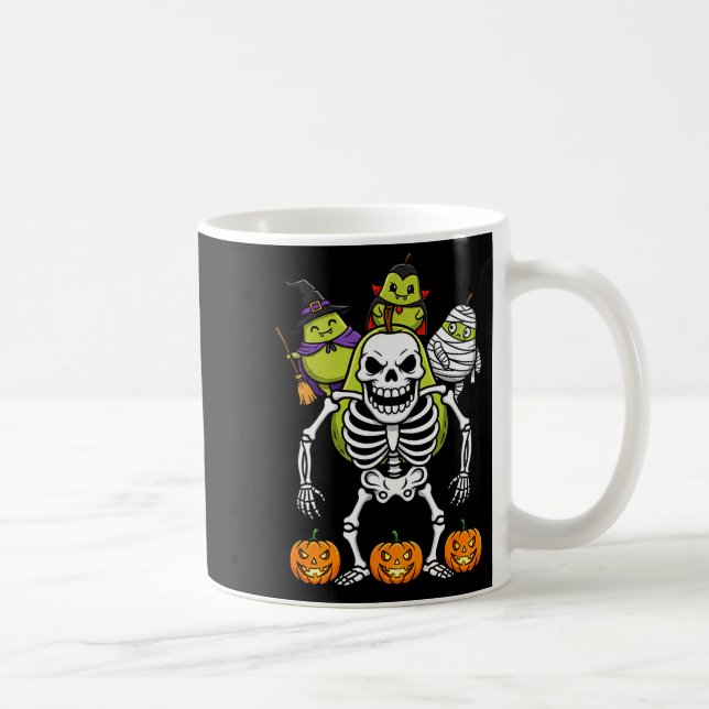 Funny Pear Skeleton Mummy Witch Halloween Kids Men Coffee Mug (Right)
