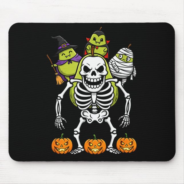 Funny Pear Skeleton Mummy Witch Halloween Kids Men Mouse Mat (Front)