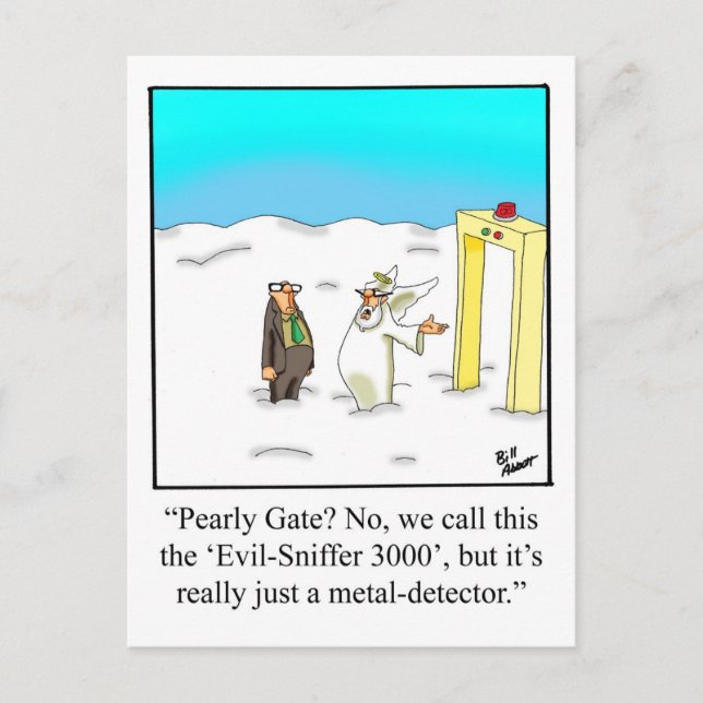Funny Pearly Gates Humour Postcard (Front)