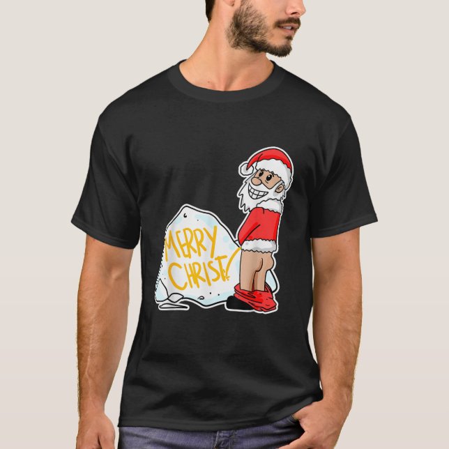 Funny pee Santa illustration  T-Shirt (Front)