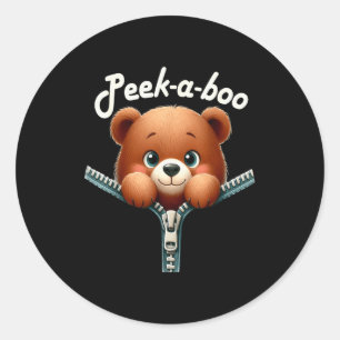 Funny - Peek-a-boo - Bear Classic Round Sticker