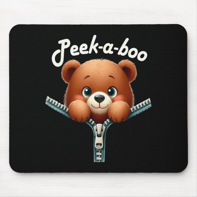Funny - Peek-a-boo - Bear  Mouse Mat (Front)