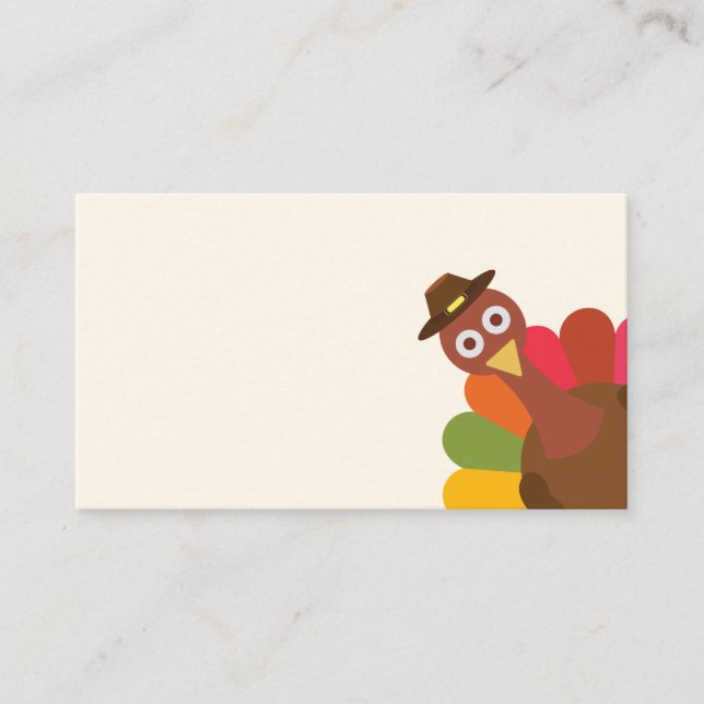 Funny | Peek-a-Boo Thanksgiving Turkey Place Card (Front)