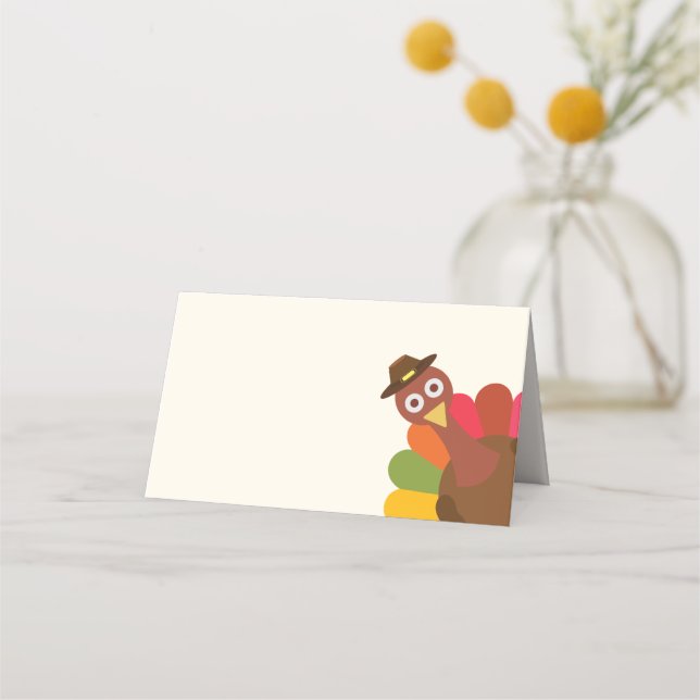 Funny | Peek-a-Boo Thanksgiving Turkey Place Card (Front)