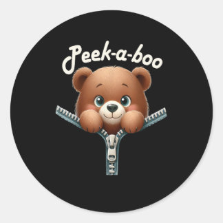Funny - Peekabo - Bear Classic Round Sticker