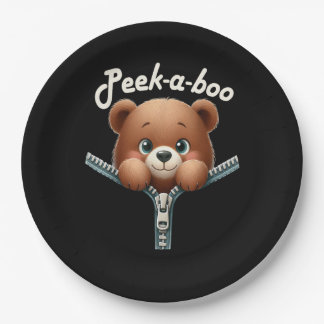 Funny - Peekabo - Bear Paper Plate