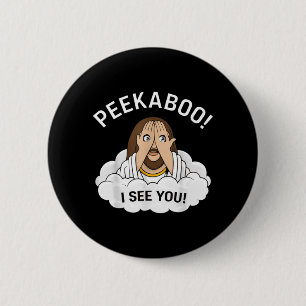 Funny Peekaboo Jesus Christian 6 Cm Round Badge